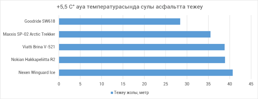 Торможение на мокром асфальте при температуре воздуха +5,5 С°